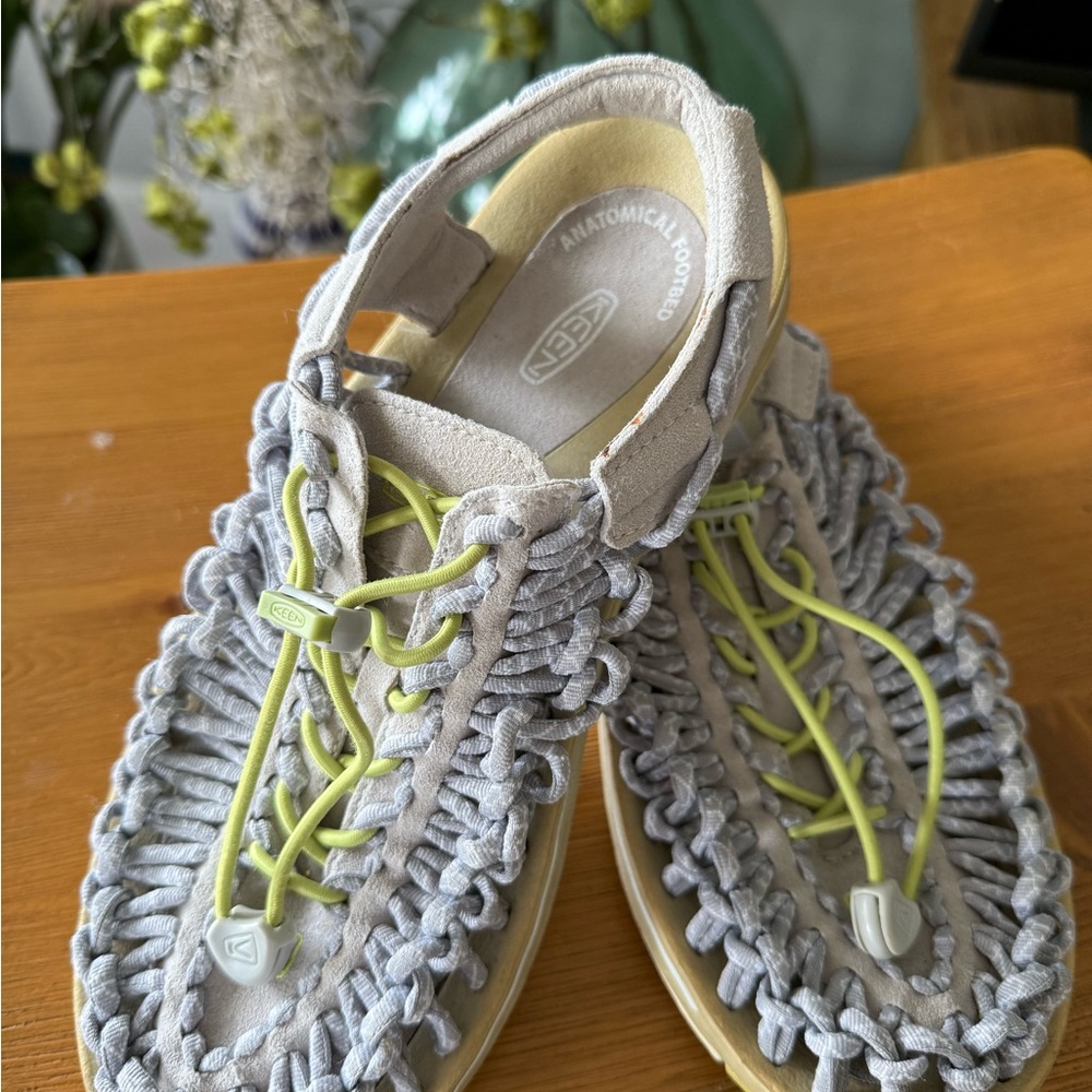 Keen Woven Sandals in Gray and Lime